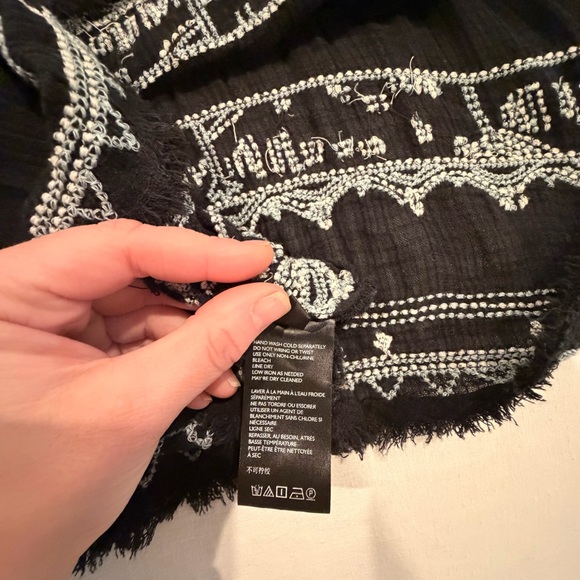 Free People Black Tunic with White Embroidered Trim - Picture 8 of 8